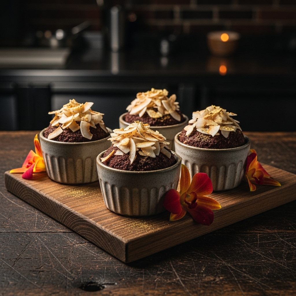 Tropical Sunset Chocolate-Coconut Pots de Crème